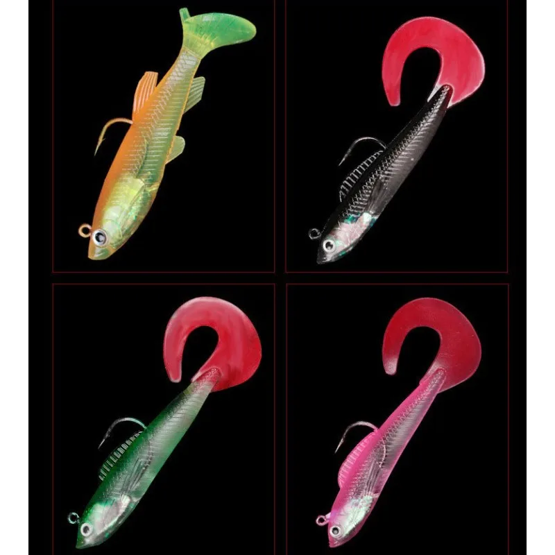 Fishing Equipment Online - 10 Stück Köder mit T-Schwanz, Rollenschwanz,