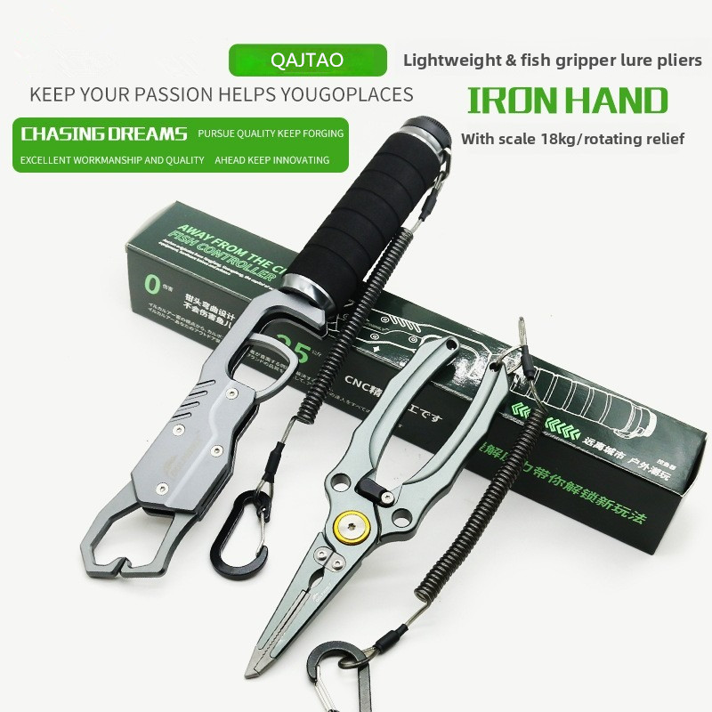 Fishing Equipment Tools - Leichter Aluminium-Fischgreifer mit Waage, Multifunktionales Angelzubehör,
