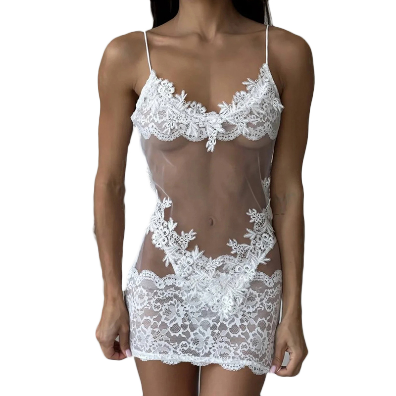 Waders - Sexy Spitzen-Chemise Nachthemd für Damen, Transparentes